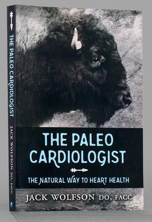 The cover of the book: “The Paleo Cardiologist” by Jack Wolfson. It features a black and white photo with the profile of a bison.